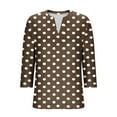 thumbnail image 5 of Feancey 3/4 Sleeve Womens Tunic Tops V Neck Casual Polka Dot Print T-Shirts Loose Fit Dressy Office Work Shirts Soft Cute Tees for Women Brown XL, 5 of 7
