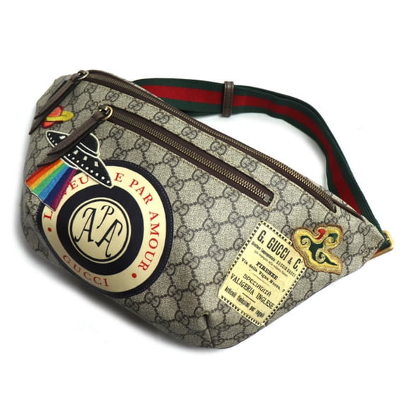 Pre-Owned GUCCI GG Supreme Courier Body Bag, Beige, 529711, Unisex