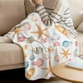 thumbnail image 5 of Shell Starfish Coastal Flannel Blanket for Bed, Summer Beach Ocean Watercolor Soft Cozy Warm Couch Throw Blanket, Lightweight Fluffy Plush Bedding Blankets for Sofa Decor All Season 31.5"x47", 5 of 7
