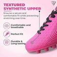 thumbnail image 4 of Vizari USA Stealth Firm Ground Soccer Cleats for Kids – Durable, Lightweight Athletic Shoes for Boys and Girls, Pink/Black, 1.5, 4 of 7