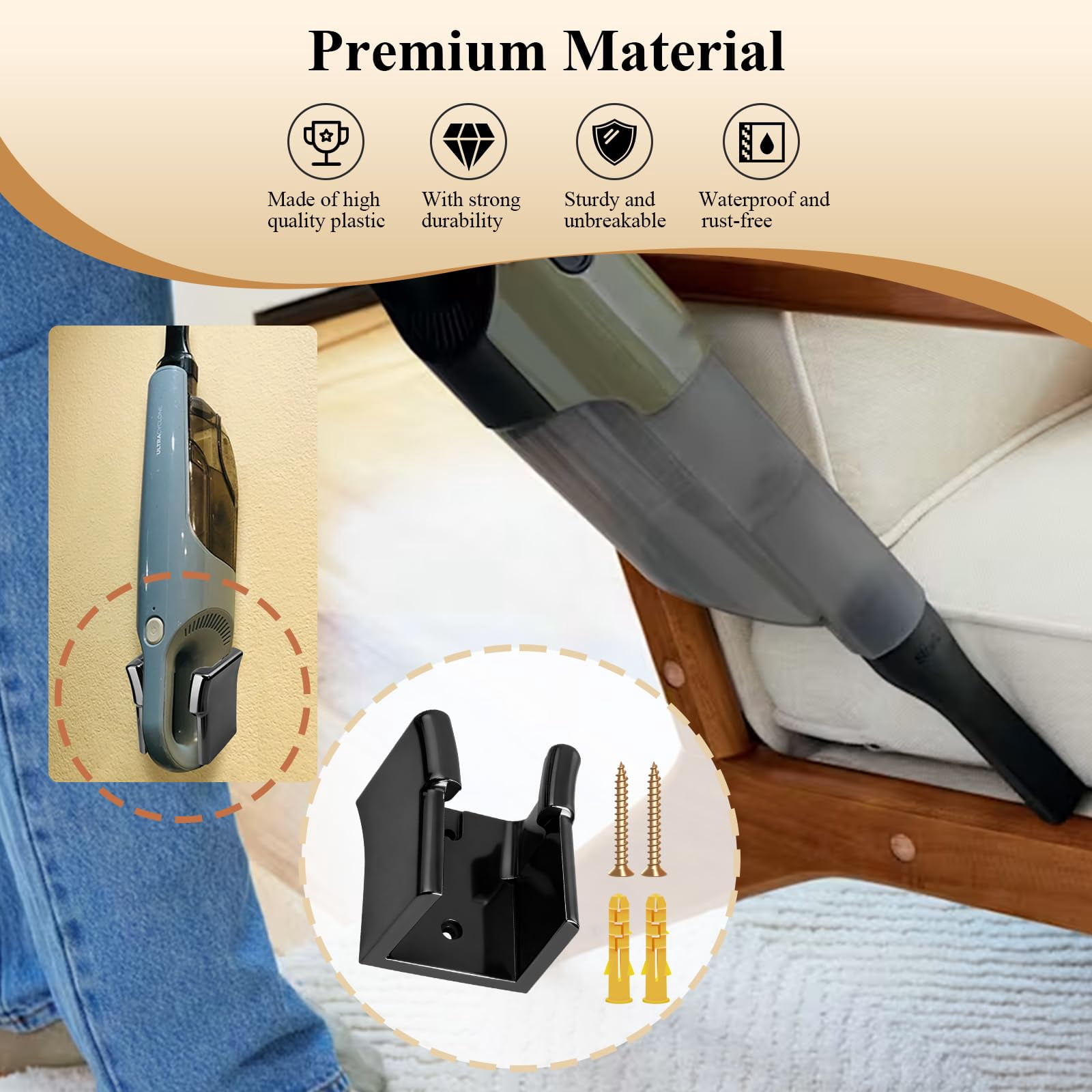 1 Pc Wall Mount Vacuum Holder/Docking Station/Cordless Organizer, Fit for Shark Ultra Cyclone Handheld Vacuum CH700, CH900, CH950, CH951 Series Models, with Screws & Drywall Anchors, Save Space
