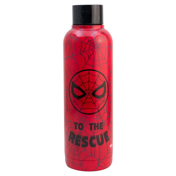 Termo Acero Inoxidable Doble Pared, Diseño Spider Man con Telarañas, Botella Reutilizable con Tapa Tipo Rosca, Capacidad 510ml, Rojo