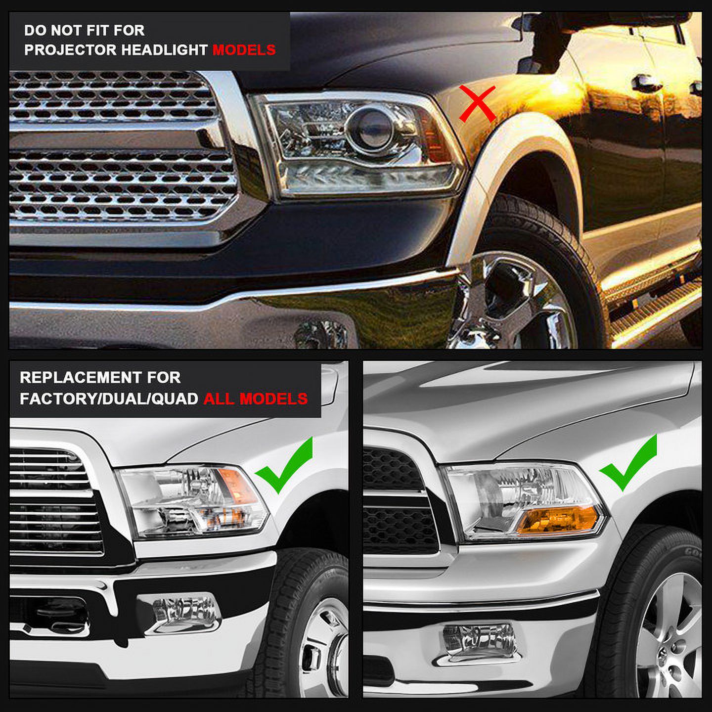 2014 Ram 1500 Headlights Oem Pair Of Black Housing Headlight Assemblies For 2009 2018 Dodge Ram 1500 - Foto 6