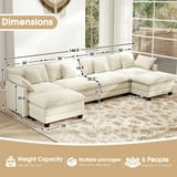 BedLuxury 146.5'' U shape Modular Sectional Sofa with Movable Ottomans, Modern Chenille Deep Seat Couches for Living Room, Apartment, Office, 4-Seat, Beige - Walmart.com