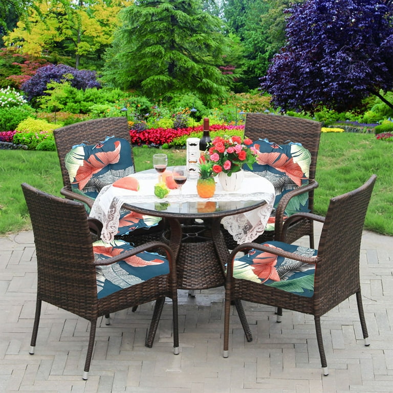 Outdoor Cushions 17" x 17" Patio Chair Seat Pads, Set of Thick Fill  Tufted Square Patio Cushions, Water-Resistant Olefin Chair Seat Cushion  with