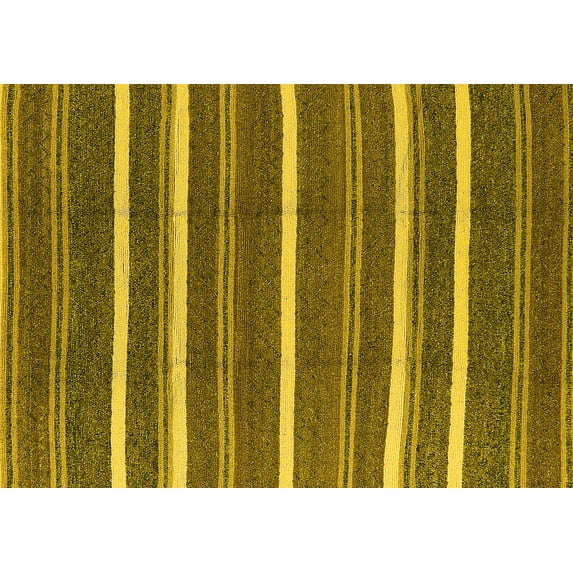 Ahgly Company Machine Washable Indoor Rectangle Oriental Yellow Industrial Area Rugs, 8' x 12'
