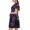 thumbnail image 2 of Easygdp Purple-Eyed Floral Leopard para Vestido Transpirable de Mujer, Vestido Suelto de Manga Corta con Pliegues y Bolsillos para el Verano, 2 of 6