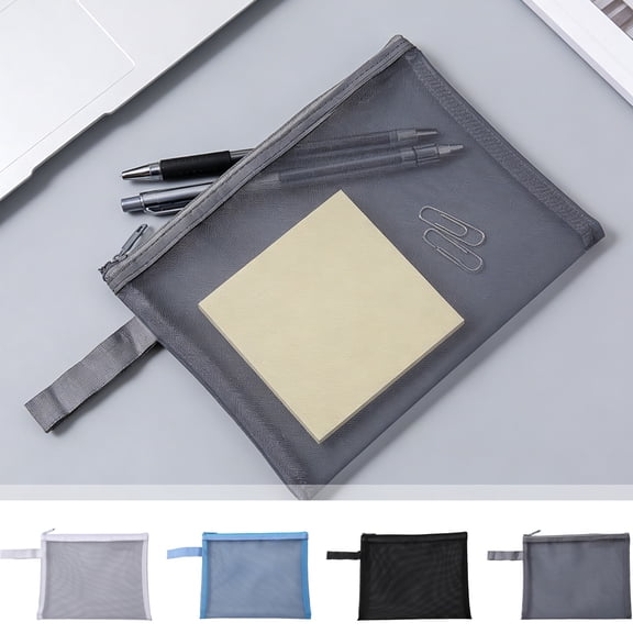 JOGZMZ Mesh Zipper Pouch A5 Size Multi-Purpose Organizer for Documents, Pens, Cosmetics, and Small Items