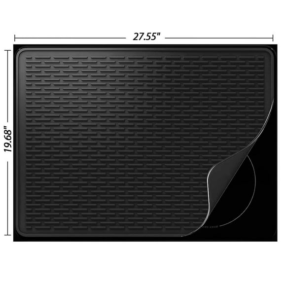 Silicone Stove Top Cover for Electric Stove, Glass Cooktop Protector & Drying Mat (Black, 27.55"x20").