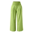 thumbnail image 4 of Women's Casual Pants High Waist Wide Leg Palazzo Pants For Women Smocked Elastic Waist Loose Comfy Casual Pants Pockets,Green Women's Casual Pants L, 4 of 5
