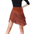 thumbnail image 2 of YM YOUMU Women Asymmetry Tassel Latin Dance Skirt Split Leg Fringe Skirt for Ballroom Tango Salsa Practice, 2 of 4