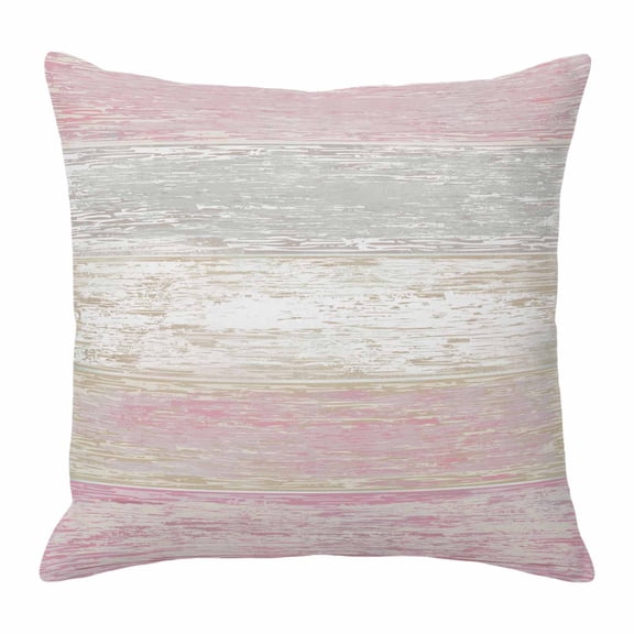 Throw Pillow Covers, Pink Grey 24x24 Pillow Covers for Couch/Sofa/Bed, Farmhouse Gray Barn Wooden Vintage Striped Decorative Square Linen Cushion Pillowcase for Home Decor