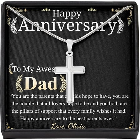 Cross Necklace On Thirtieth Anniversary For Father from Son and daughter keepsake gift with Personalized Message Card