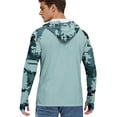 thumbnail image 5 of Camo Print Sun Hoodie for Men with Mask UPF 50+ Fishing Blouses Long Sleeve UV Rash Guard Cooling Lightweight Hoodies Black L, 5 of 5