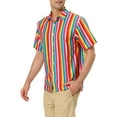 thumbnail image 4 of Lars Amadeus Men's Summer Striped Shirt Short Sleeve Button Down Beach Shirts, 4 of 6