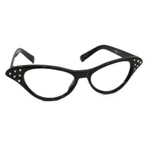 Hip Hop 50's Shop Womens Cat Eye Rhinestone Glasses (Adult Black)