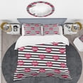 thumbnail image 2 of Designart 'Red Lips Fashion Pattern' Mid-Century Modern Duvet Cover Set, 2 of 4