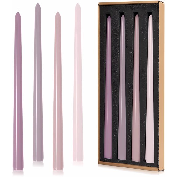 MGEZCOO 12 Inch Gradient Pink Taper Candle Sticks Pack of 4-Unscented Smokeless