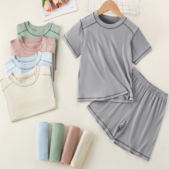 RTKFRFLM Big Boys Ice Silk Outfits Set, Cooling Long Sleeve Loungewear for Summer, 3-12Y