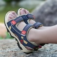 thumbnail image 4 of Caqnni Boys and Girls Lightweight Dual-Adjustable Sandal Buckles With Hook and Loop Heel Closure Walking & Sports Shoes Boys Summer Sandals (Blue,3.5), 4 of 6