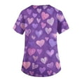 thumbnail image 5 of Lumtrix Valentines Day Scrubs Tops for Women V Neck Heart Print Nursing Uniform Side Slit Plus Size Shirt with Pockets Purple 2XL, 5 of 5