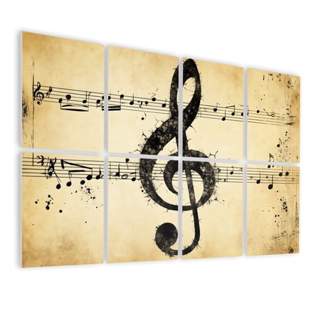 Musical 8 Pack Art Acoustic Panels Sound Absorbing Treble Clef Music Note Vintage Sheet Music Black Ink Grunge Decorative Soundproof Wall Panels Self Adhesive for Game Room Music Classroom 48 x32