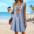 thumbnail image 2 of Eawtki Women's V Neck Sleeveless Mini Dress Floral Embroidery Loose Fit Casual Boho Summer Dress For Women, 2 of 7