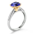 thumbnail image 3 of Gem Stone King 925 Sterling Silver and 10K Yellow Gold Blue Tanzanite Solitaire Engagement Ring for Women (2.70 Cttw, Cushion 8MM, Gemstone December Birthstone, Size 7), 3 of 4