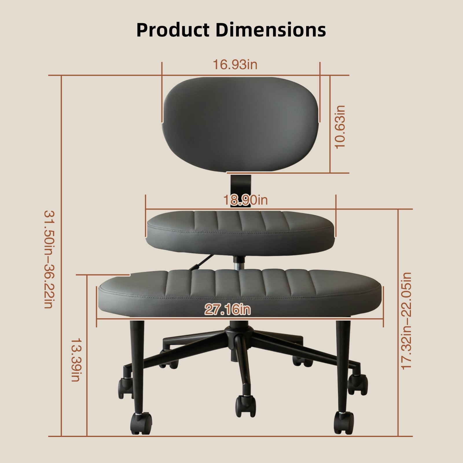 MOONMISS Ergonomic Office Chair – Multi-Position Cross Legged Design for Adults, Swivel Meditation & ADHD Fidget Desk Chair with Back Support & Rolling Base