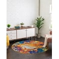 thumbnail image 3 of Rugs.com Calypso Collection Rug – 8 Ft Round Multi Medium Rug Perfect For Kitchens, Dining Rooms, 3 of 6