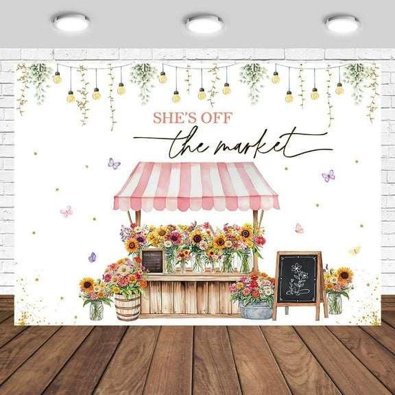 Bridal Shower Backdrop She's Off The Market Party Photography Background Floral Bride to Be Bachelorette Engagement Party Decorations Banner Photo Studio Props
