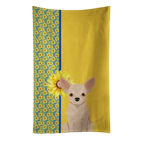 

Summer Sunflowers Fawn Chihuahua Kitchen Towel 15 in x 25 in