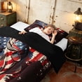 thumbnail image 4 of Manfei Retro Fishing Bass Fish Twin Comforter Sets, American Flag Printed Bedding Set, Red Black White, Black Reversible 2-Piece, 1 Comforter and 1 Pillowcase, 4 of 6