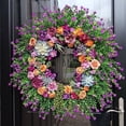 thumbnail image 4 of Door Wreaths, 50 cm Spring Summer All-Year Wreath, Artificial Flowers, Large Green Leaf Wreaths, Door Wreath for Front Door, Outdoor, Window, Wall, Garden, Wedding, Festival, Party, Home Decoration, 4 of 7