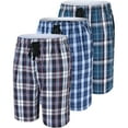 thumbnail image 4 of MoFiz Men's 3-Pack Woven Pajama Shorts 100% Cotton Plaid Sleep Lounge, 4 of 8