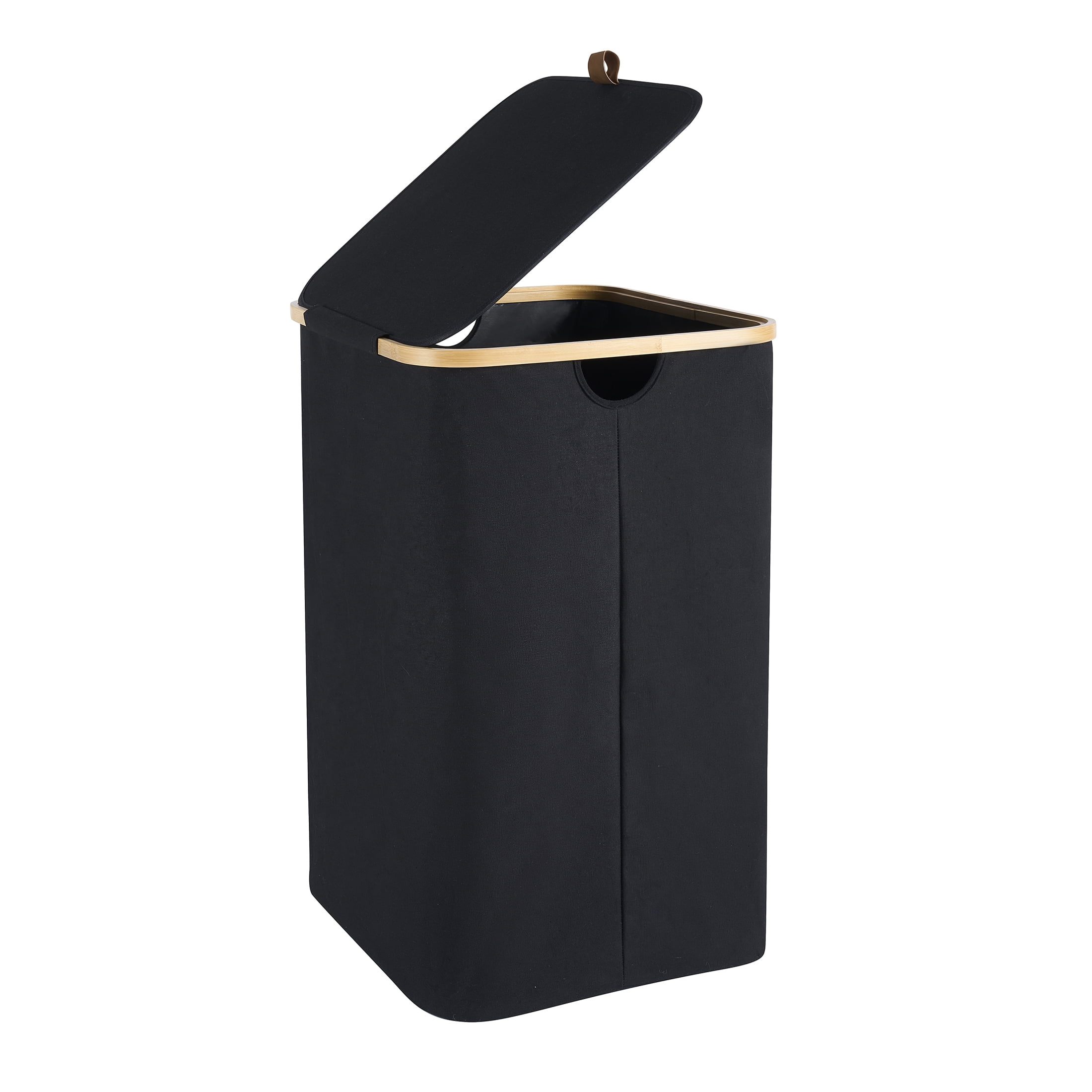 Better Homes & Gardens Black Bamboo Collapsible Laundry Hamper, 16" x 26"