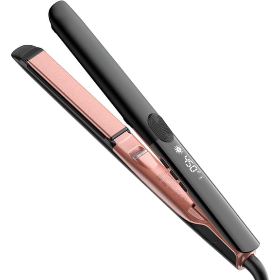 Hair Straightener 1 Inch Flat Iron and Curler 2 in 1 Titanium Ceramic Ionic Dual Straightener with Heat-Resistant , for Less Frizz, Shinier &