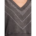 thumbnail image 4 of Jessica Simpson Women's and Women's Plus Rahmona Studded V-Neck Pullover Top, Sizes XS-4X, 4 of 6