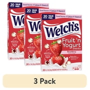 (3 pack) Welch's Fruit 'N Yogurt Strawberry Soft Fruit Snacks, .7 oz, 20 Count