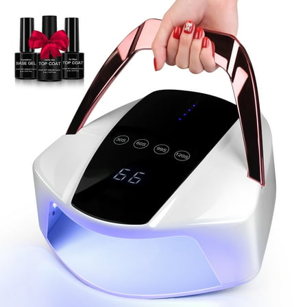 Cordless LED Nail Lamp96W Rechargeable UV LED Nail Lamp with Portable Handle, Multi-Function UV Light for Nails