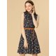 thumbnail image 2 of Vestido sin Mangas Allegra K Floral azul Marrón Oscuro M, 2 of 6