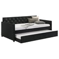 thumbnail image 2 of Pemberly Row Velvet Upholstered Tufted Twin Daybed with Trundle Black, 2 of 8
