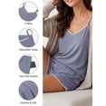 thumbnail image 6 of Anygrew Women Cami Pajama Set Shell Stitch with Shorts V Neck 2 Piece Pj Lounge Set, 6 of 7