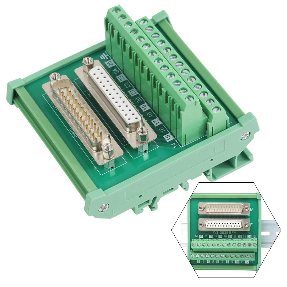 DB25-MG6 Male to Female DIN Rail Mounting Module Terminal Block Adapter