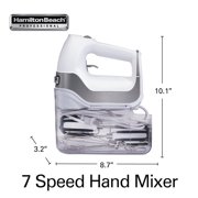 Hamilton Beach Professional 7-Speed Electric Hand Mixer, with SoftScrape Beaters, Whisk, Dough Hooks & Case, White