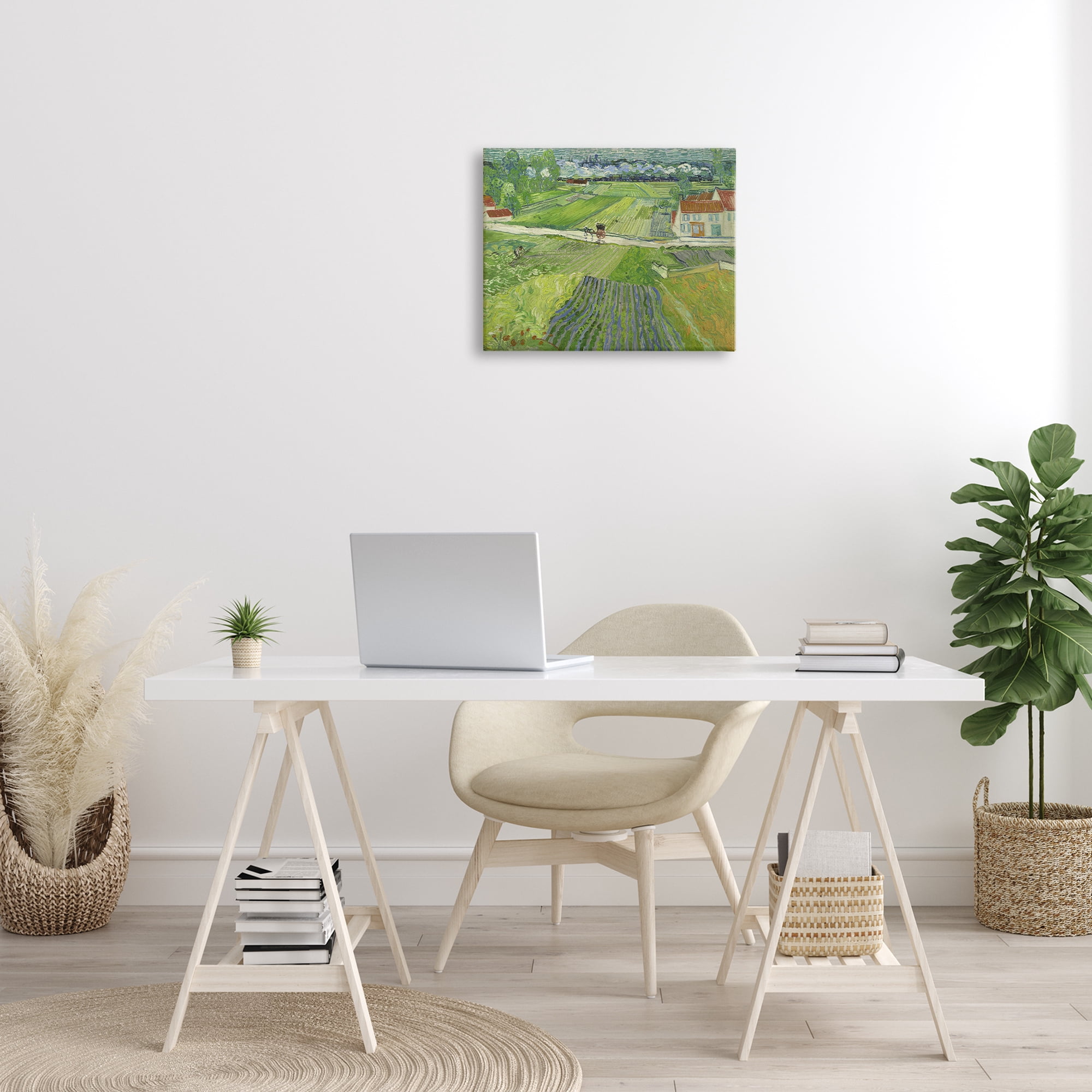 Stupell Industries Van Gogh Carriage & Train Landscape Landscape & Nature Painting Wrapped Canvas Art Print Wall Art, 20 x 16