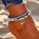 thumbnail image 2 of Boho, conchas, estrellas de mar, tortugas, tobilleras, pulseras tejidas para tobillos, cuentas, playa Joyas de verano ajustables para pies para mujeres y niñas (blanco) Blanco -, 2 of 4