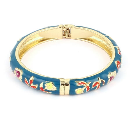 - Dark Teal 2.7 Dia Hinge Wrist Enamel Bracelet Bangle for Ladies