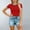 Red, variant on Oplxuo Womens Summer Short Sleeve T Shirts Slim Fitted Raglan Color Block Crop Tops 2026 Basic Casual Y2k Stretchy Tee