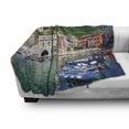thumbnail image 3 of Vernazza Soft Flannel Fleece Throw Blanket, Panoramic View of Italian Village with Houses and Small Fishing Boats Print, Cozy Plush for Indoor and Outdoor Use, 60" x 80", Multicolor, by Ambesonne, 3 of 6